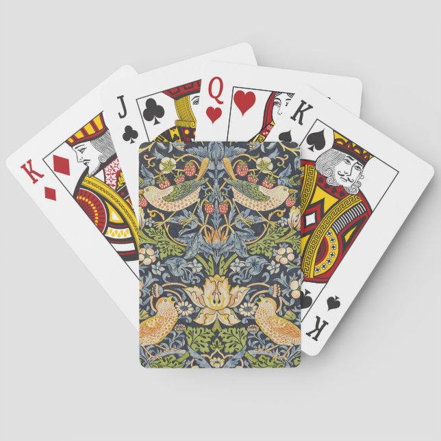 William Morris - Strawberry Thief Floral Pattern Playing Cards (Back)