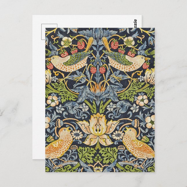 William Morris - Strawberry Thief Floral Pattern Postcard (Front/Back)