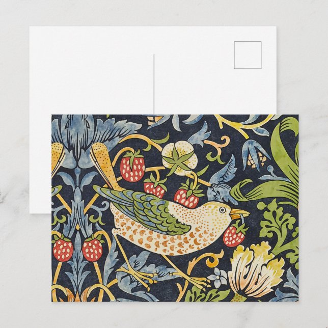 William Morris - Strawberry Thief Floral Pattern Postcard (Front/Back)