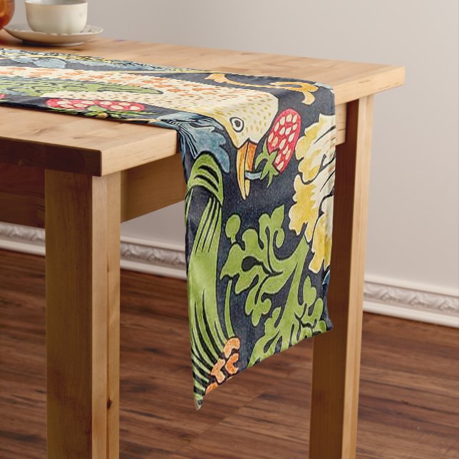 William Morris Strawberry Thief Floral Pattern Short Table Runner (In Situ)