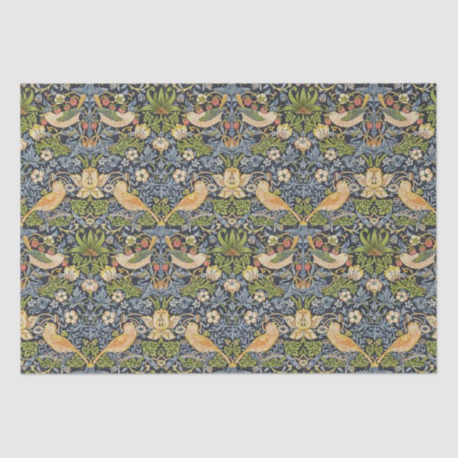 William Morris - Strawberry Thief Floral Pattern Tissue Paper (Front)