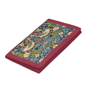 William Morris Strawberry Thief Floral Pattern Trifold Wallet