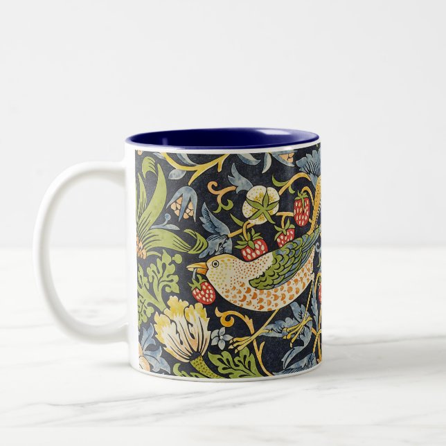 William Morris - Strawberry Thief Floral Pattern Two-Tone Coffee Mug (Left)