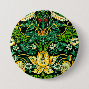 William Morris Strawberry Thief Green And Orange 3 Inch Round Button
