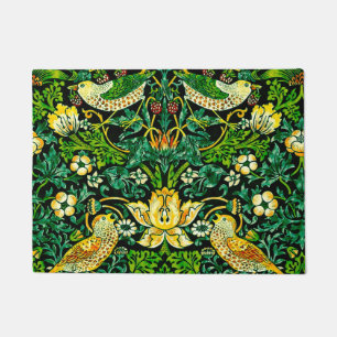 William Morris Strawberry Thief Green And Orange Doormat
