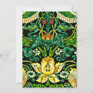 William Morris Strawberry Thief Green And Orange Invitation