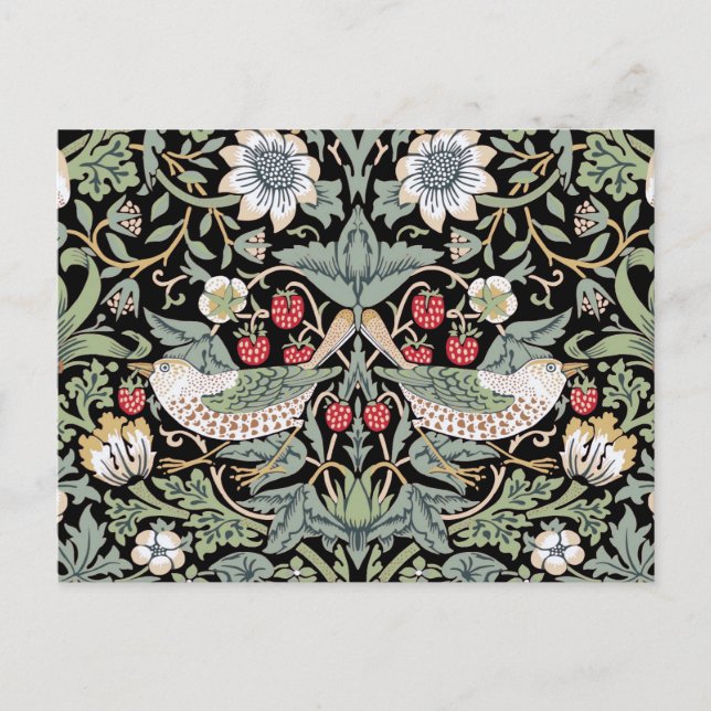 William Morris Strawberry Thief I Black Birds Postcard (Front)