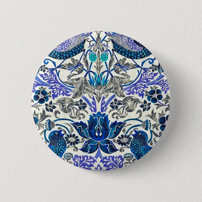 William Morris Strawberry Thief - Inverted 2 Inch Round Button (Front)