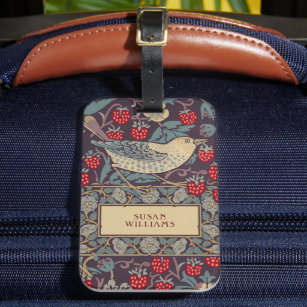 William Morris Strawberry Thief Luggage Tag