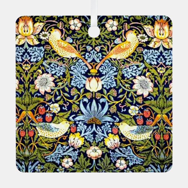 William Morris, Strawberry Thief, Metal Ornament (Front)