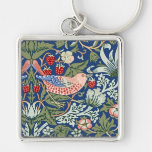 William Morris Strawberry Thief Navy Coral Keychain