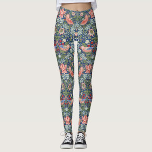 William Morris Strawberry Thief Navy Coral Leggings