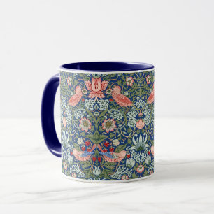 William Morris Strawberry Thief Navy Coral Mug