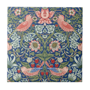 William Morris Strawberry Thief Navy Coral Tile