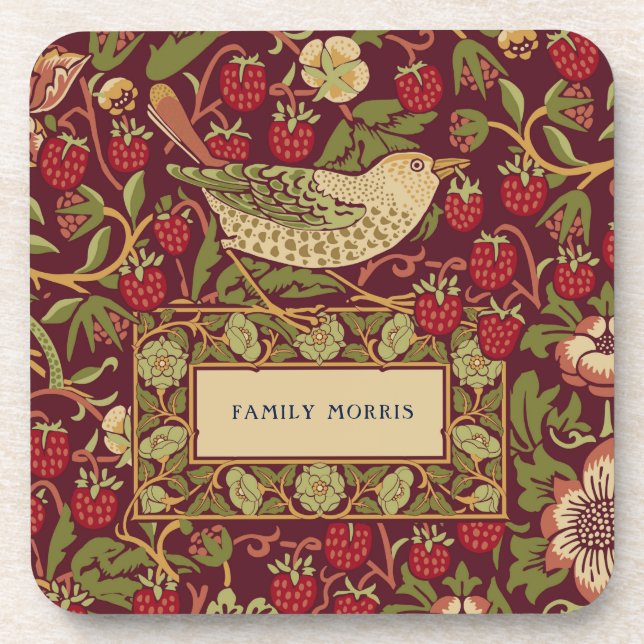 William Morris Strawberry Thief Pattern  Coaster (Front)