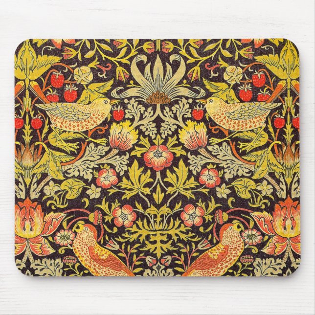 William Morris Strawberry Thief Pattern Mouse Pad (Front)