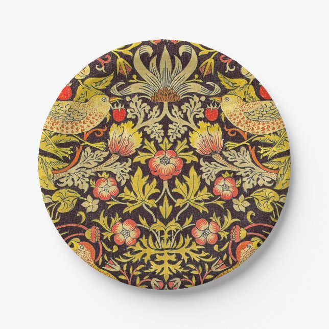 William Morris Strawberry Thief Pattern Paper Plate (Front)