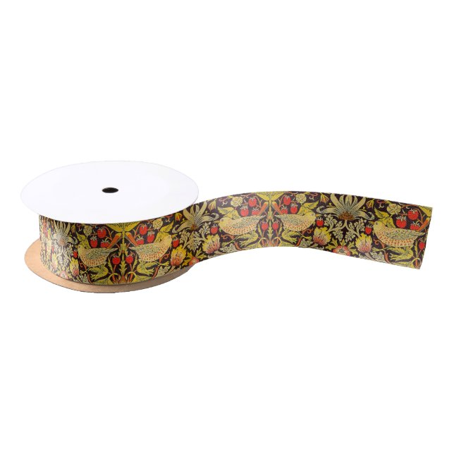 William Morris Strawberry Thief Pattern Satin Ribbon (Spool)