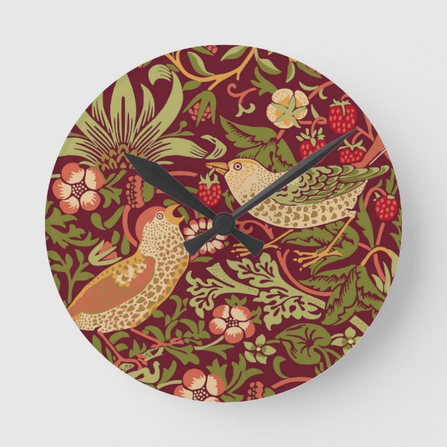 William Morris Strawberry Thief Round Clock (Front)