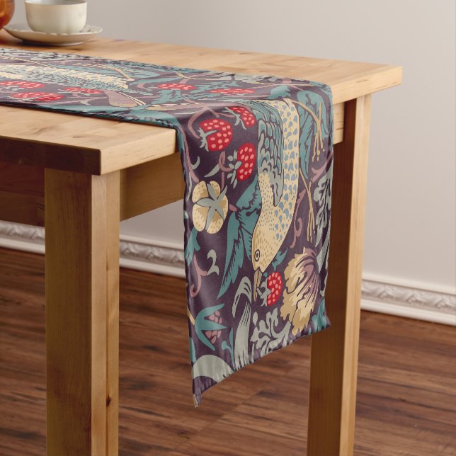 William Morris Strawberry Thief Satin Ribbon Short Table Runner (In Situ)