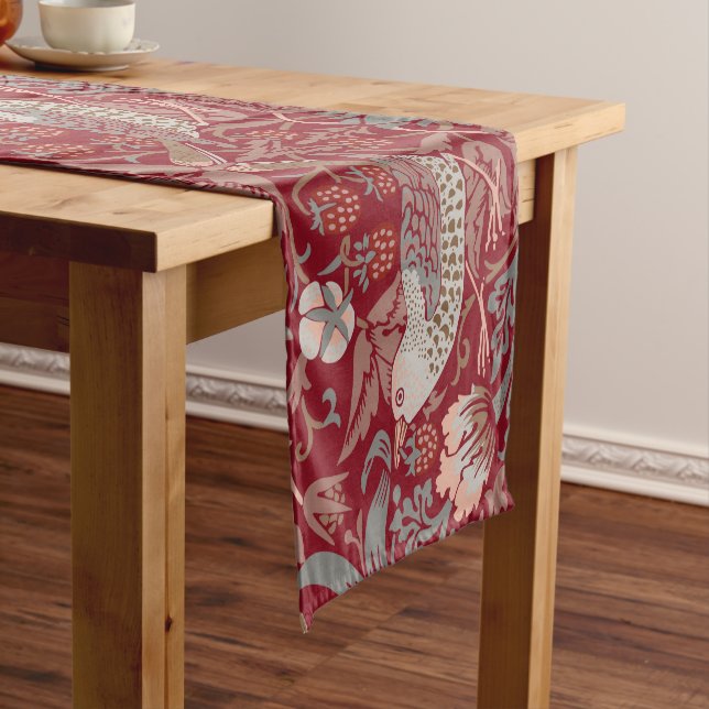William Morris Strawberry Thief Satin Ribbon Short Table Runner (In Situ)