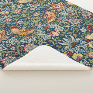William Morris Strawberry Thief Sherpa Blanket 