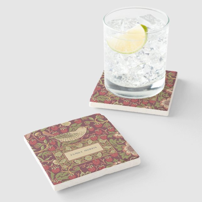 William Morris Strawberry Thief Stone Coaster (Side)