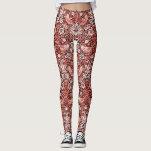 William Morris Strawberry Thief Terracotta Bird Leggings