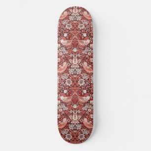 William Morris Strawberry Thief Terracotta Bird Skateboard