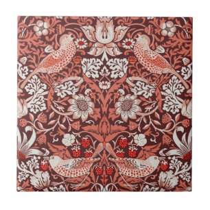 William Morris Strawberry Thief Terracotta Bird Tile