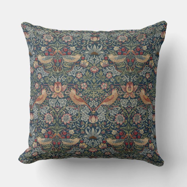 William Morris: Strawberry Thief Throw Pillow (Front)