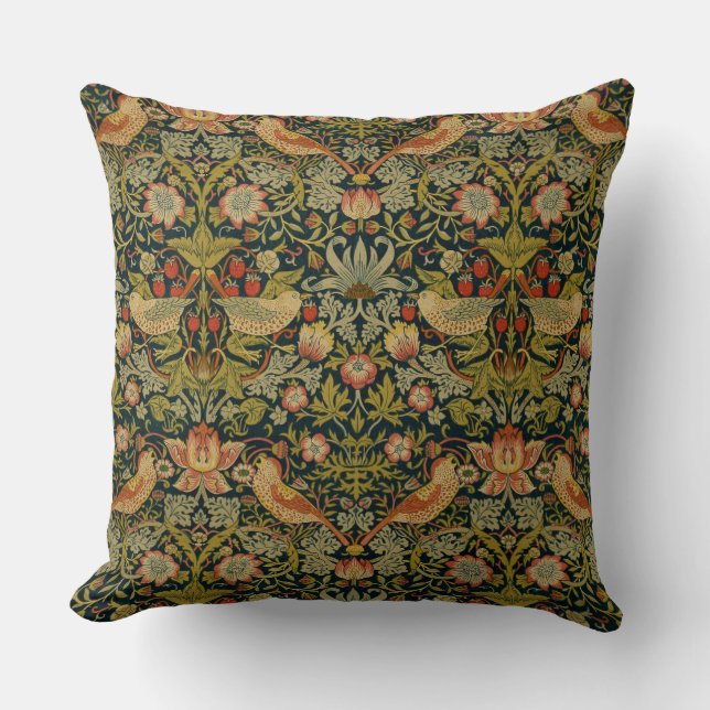 William Morris: Strawberry Thief Throw Pillow (Front)