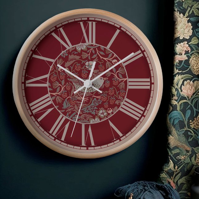 William Morris Strawberry Thief Victorian Red Cloc Clock (Creator Uploaded)