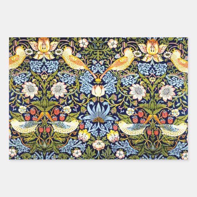 William Morris, Strawberry Thief, Wrapping Paper Sheet (Front)