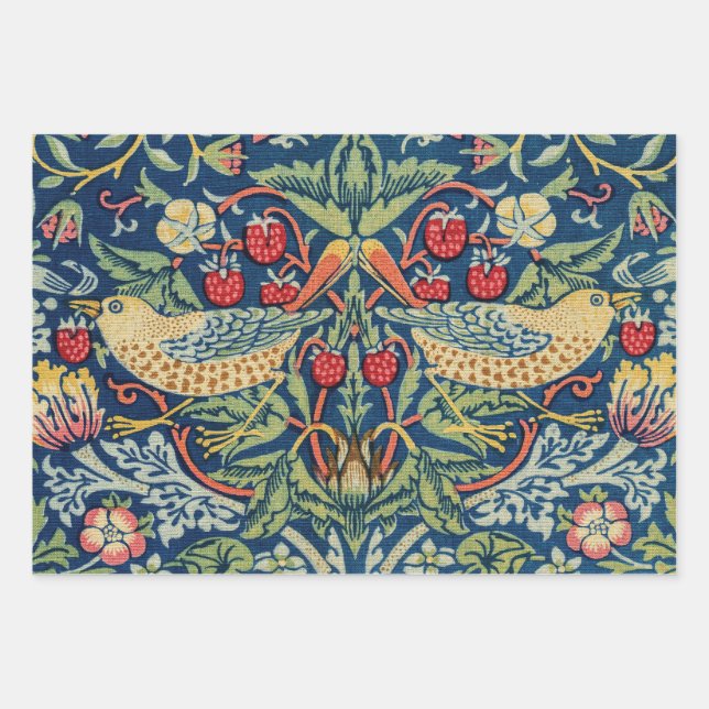 William Morris - Strawberry Thief Wrapping Paper Sheet (Front)