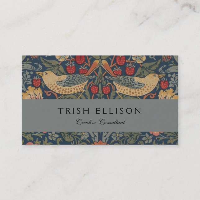 William Morris Strawberry Thieves Birds Business Card (Front)