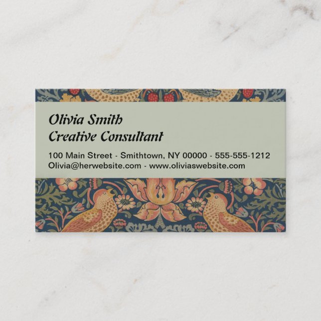 William Morris Strawberry Thieves Birds Business Card (Front)