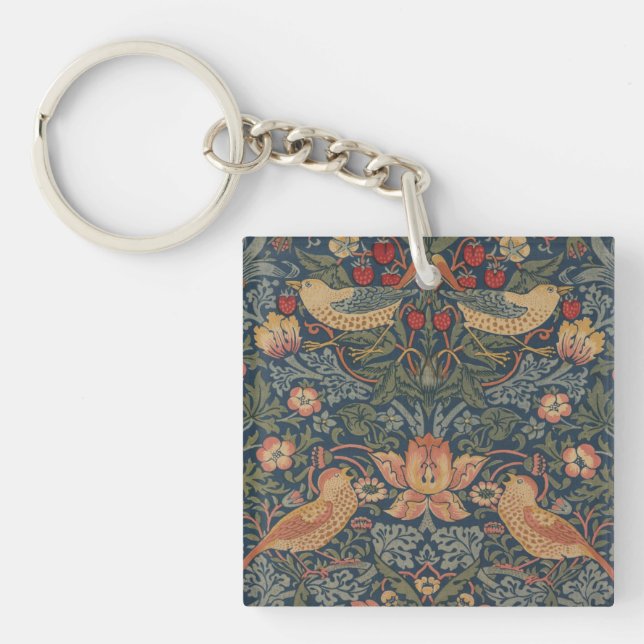 William Morris Strawberry Thieves Birds Keychain (Front)