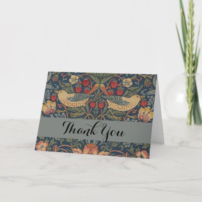 William Morris Strawberry Thieves Birds Thank You Card (Front)
