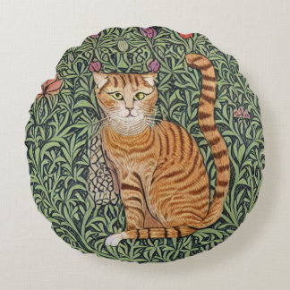 William Morris Style Cat Round Pillow
