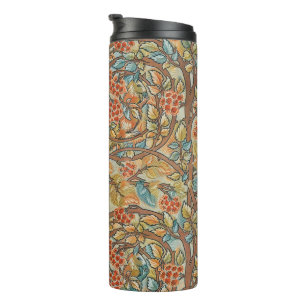 William Morris Style Cottagecore Squirrel Floral  Thermal Tumbler