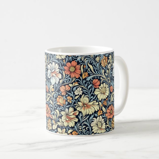 William Morris style floral acanthus pattern Coffee Mug (Front Right)