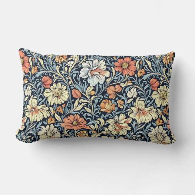 William Morris style floral acanthus pattern Lumbar Pillow (Front)