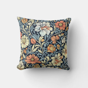 William Morris style floral acanthus pattern Throw Pillow