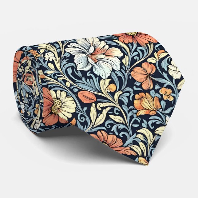 William Morris style floral acanthus pattern Tie (Rolled)