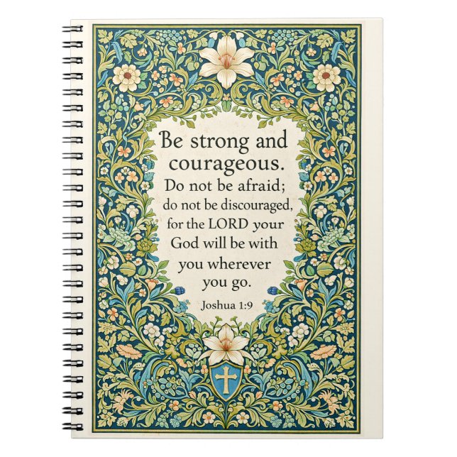 William Morris style floral and scripture Notebook (Front)