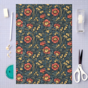 William Morris Style Floral Pattern Decoupage Tissue Paper