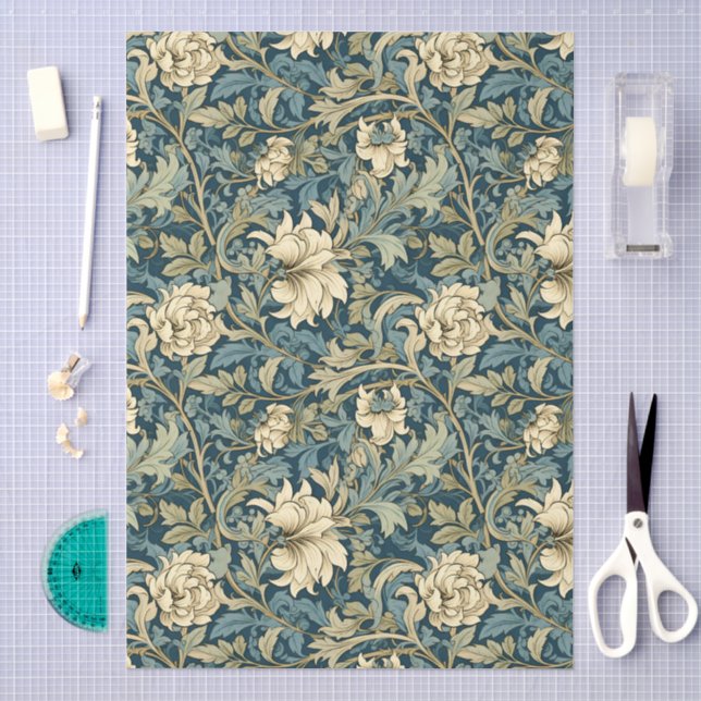 William Morris Style Floral Pattern Decoupage Tissue Paper (Craft)