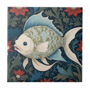 William Morris style L Fish Underwater Sea Ocean Tile