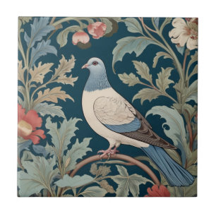 William Morris style Left facing Pigeon Bird Tile